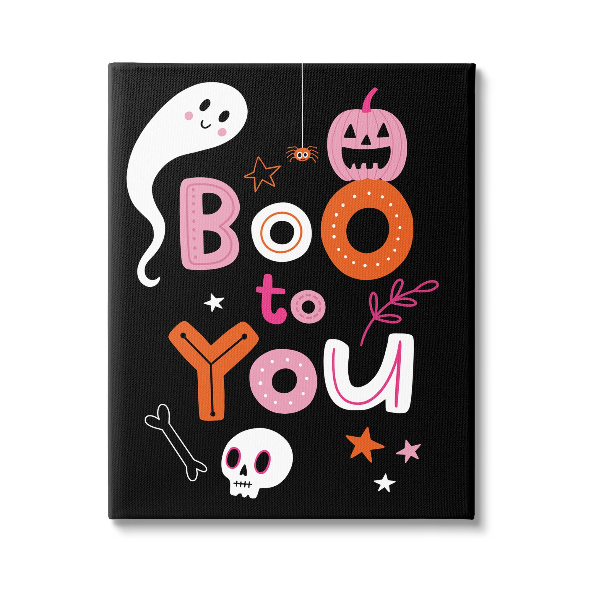 Stupell Industries Boo To You Smiling Halloween Elements Canvas Wall Art